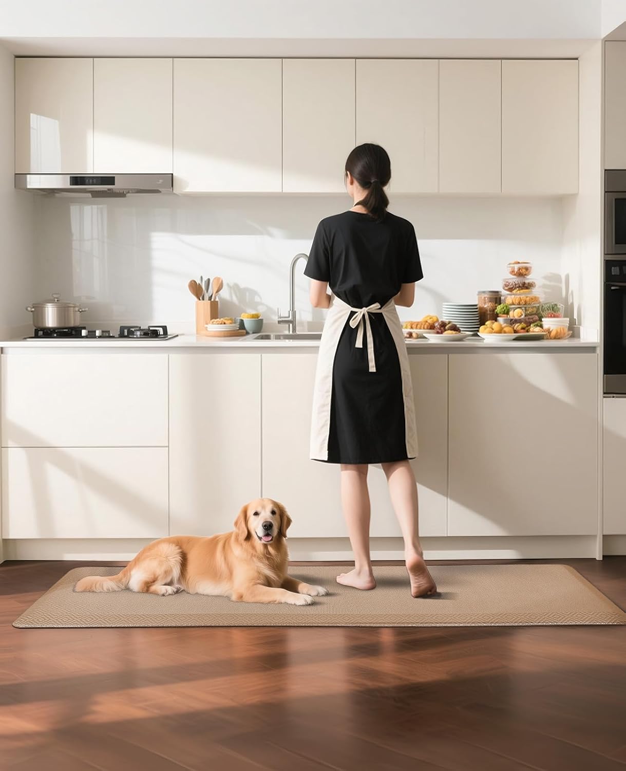 Ophanie | Anti Fatigue Standing Cushioned Mat | 24'' x 70'' | Beige