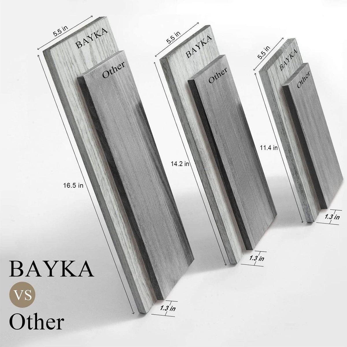 BAYKA | Floating Shelves | Set of 3 | Grey White - aborderproducts