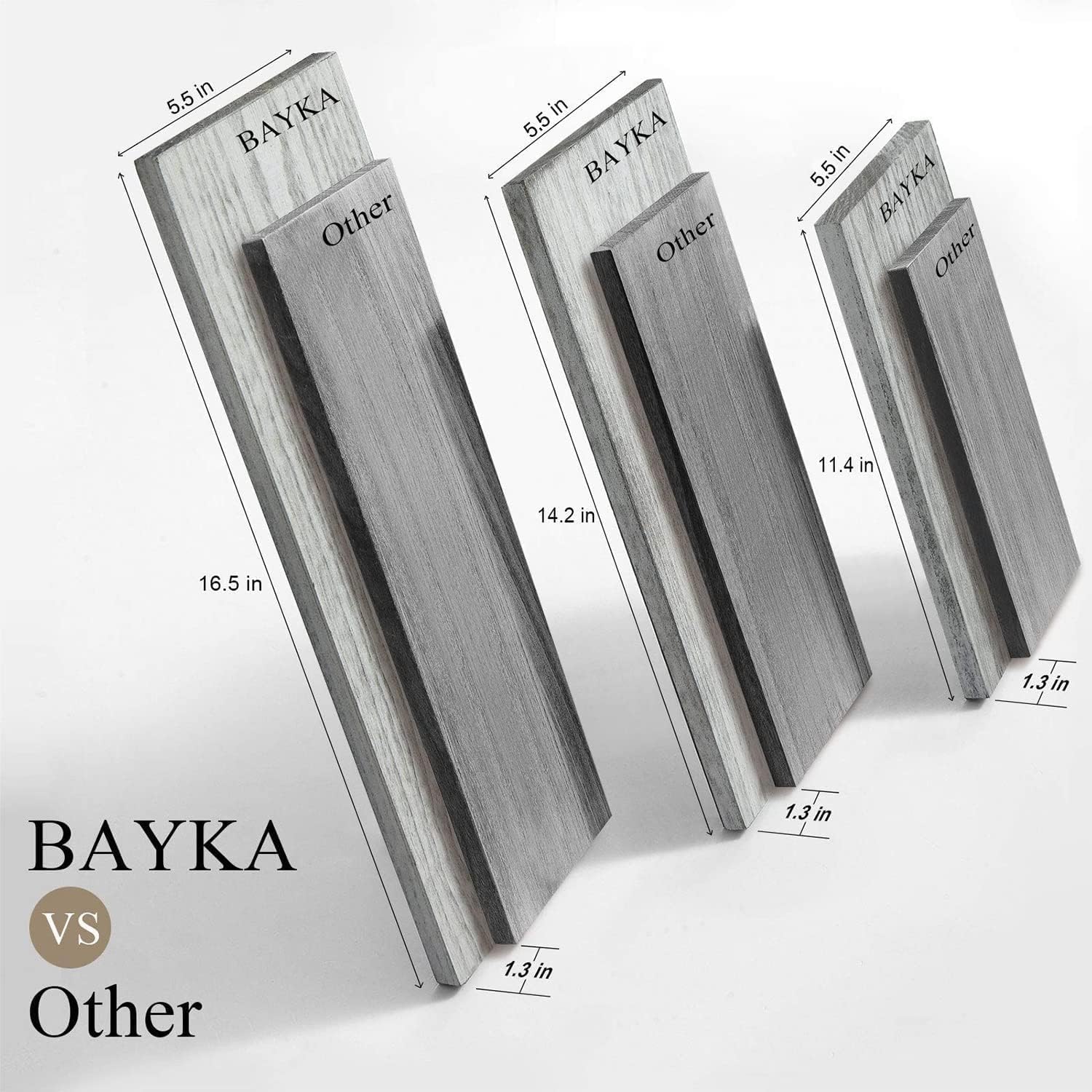 BAYKA | Floating Shelves | Set of 3 | Grey White - aborderproducts