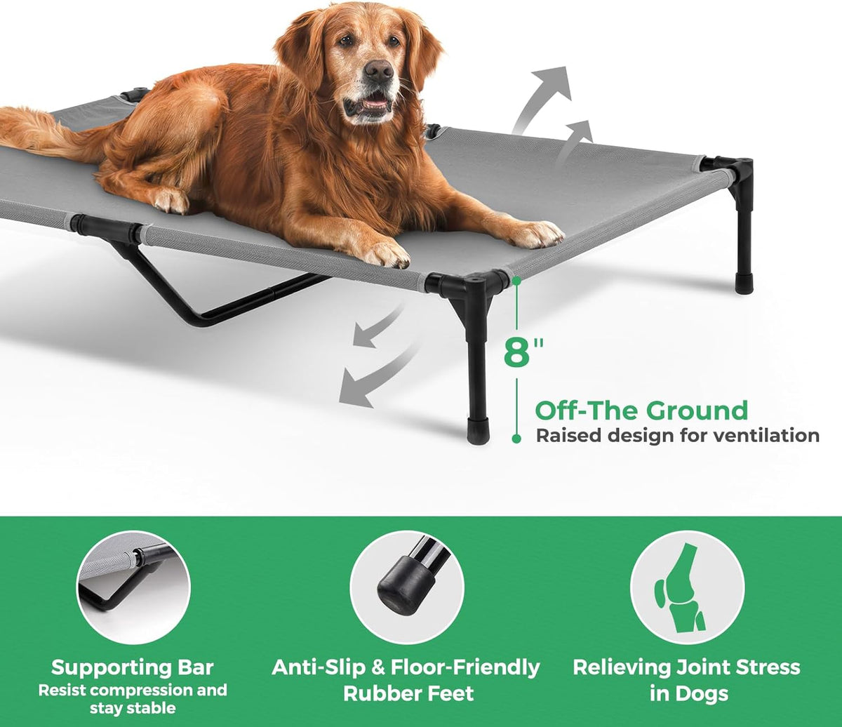 OhGeni | Elevated Dog Bed | 50 inches | XL | Gray - aborderproducts
