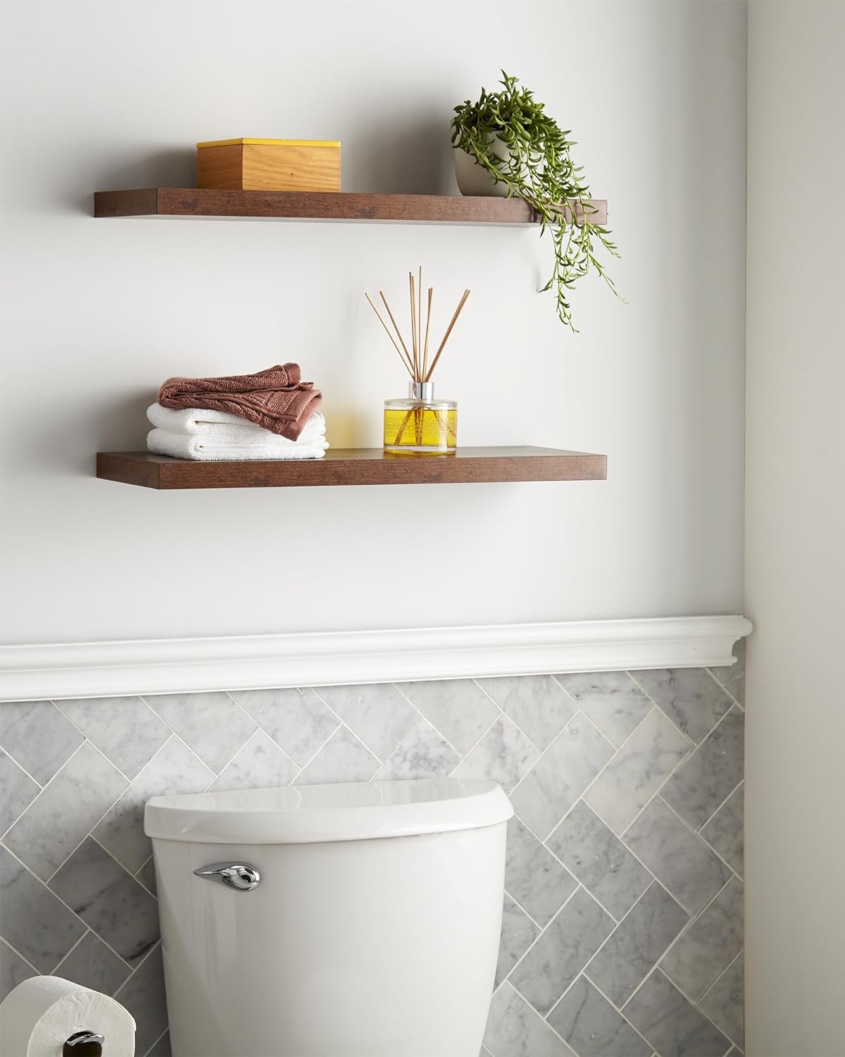 BAYKA Floating Shelves, Wall Mounted Rustic Wood Shelves | 2pcs | 22.5in | Rustic Brown - aborderproducts