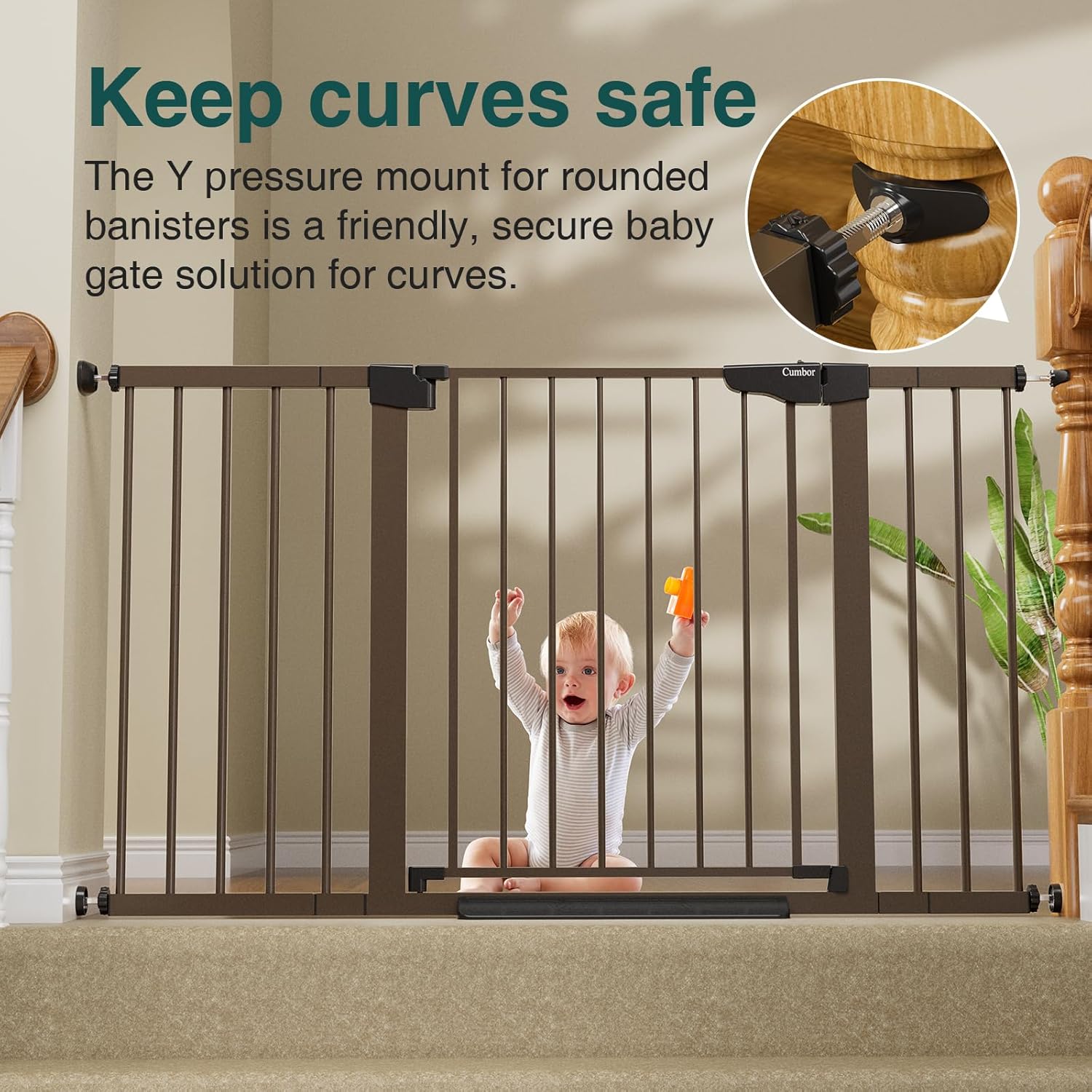 CUMBOR | SAFETY GATE | 29.7-54.2 x 30.5" | Brown - aborderproducts