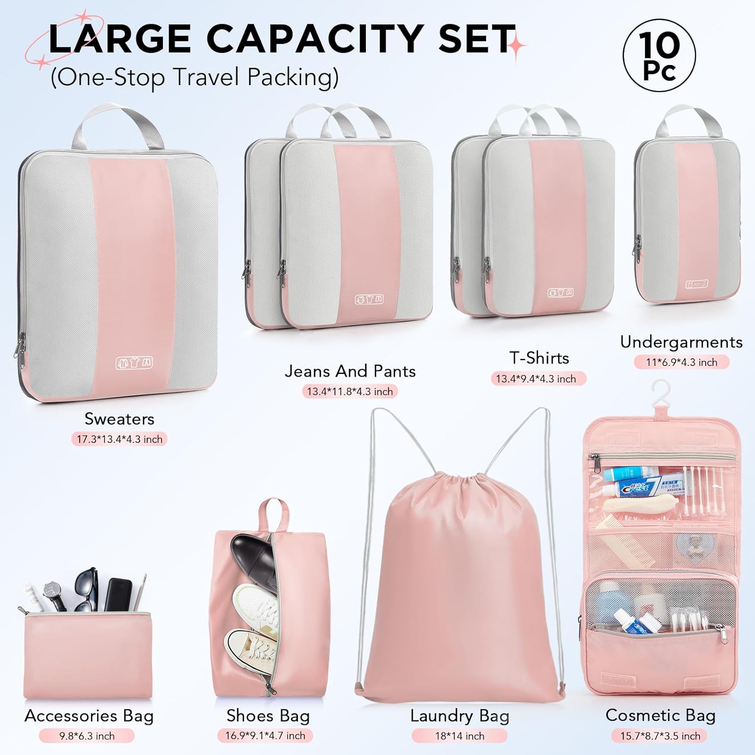 OlarHike | Compression Packing Cubes | 10 Sets | Pink - aborderproducts