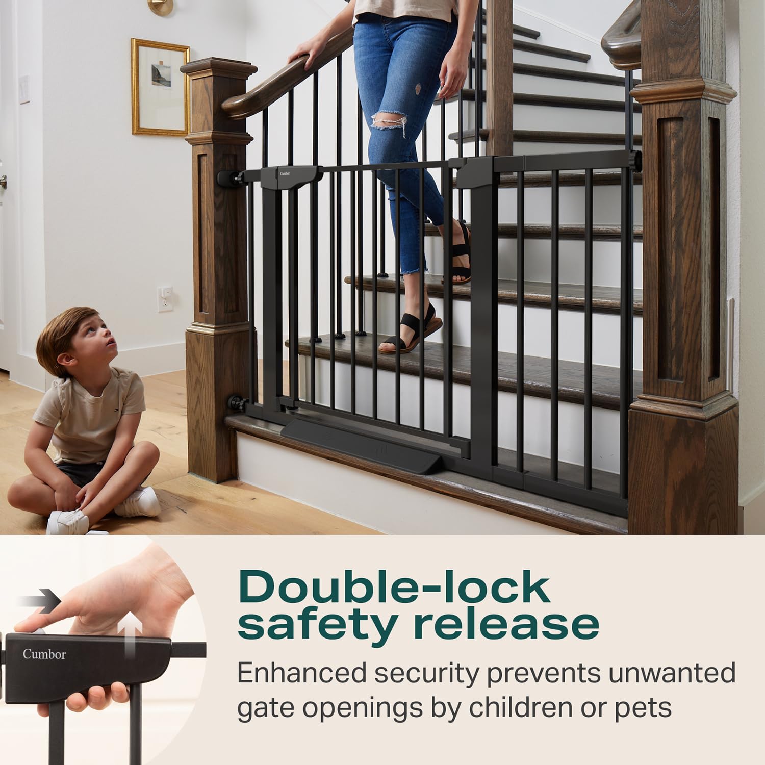 Cumbor | Safety Gate | 29.7-46"W x 30.5"H | Black - aborderproducts