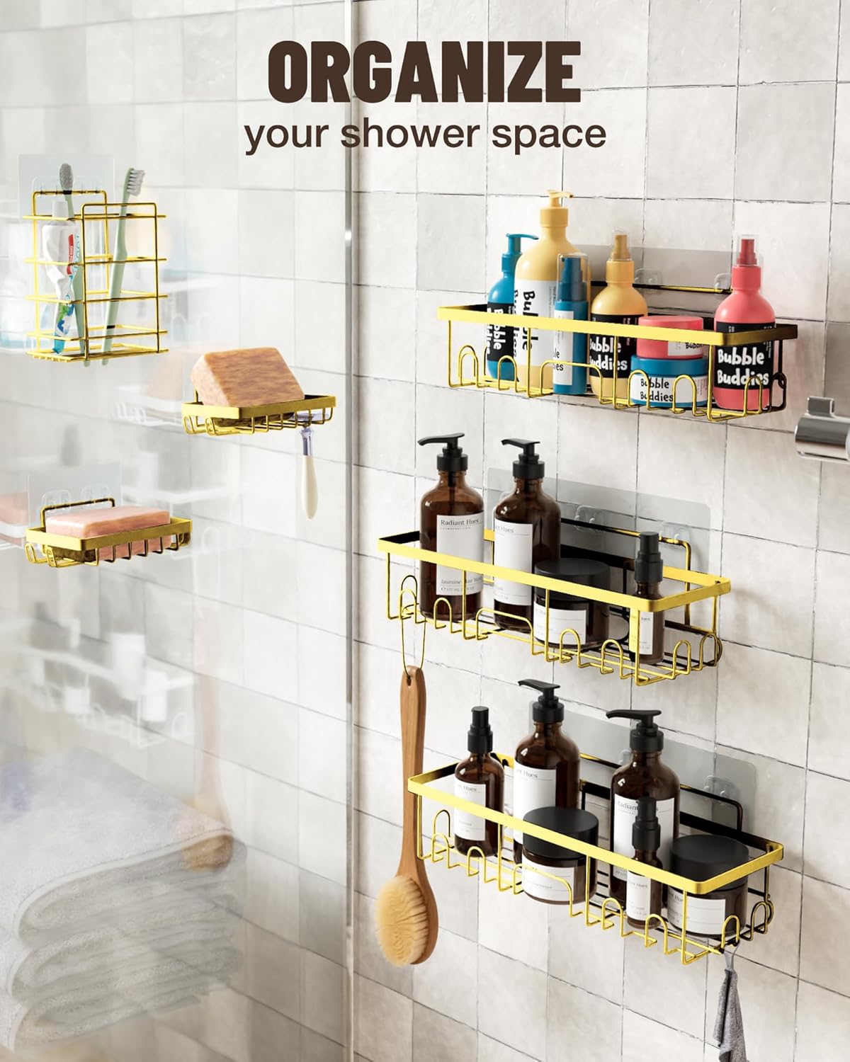 Veken | Shower Caddy | 6-Pack| Gold - aborderproducts