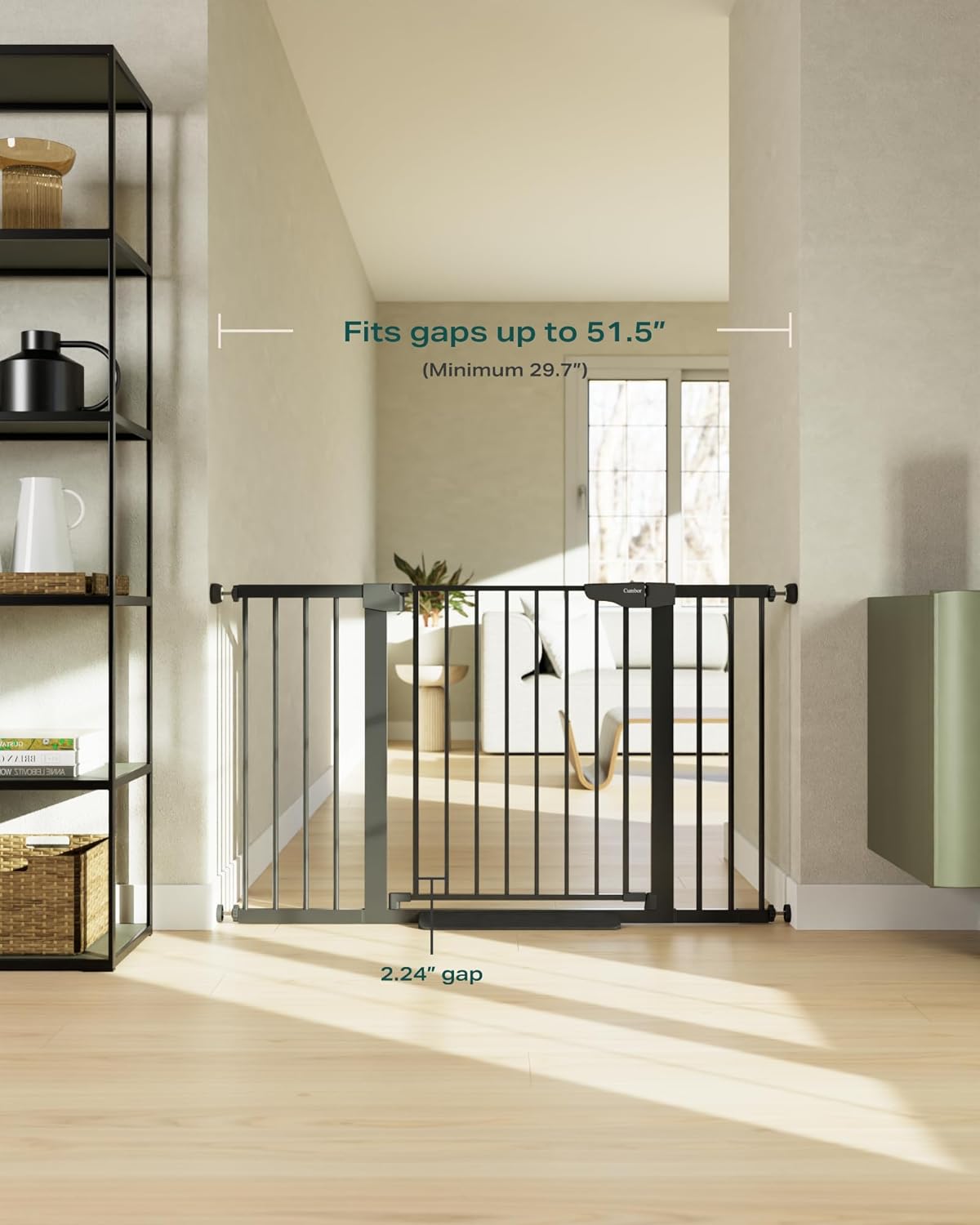 CUMBOR | SAFETY GATE | 29.7"-51.5"W x 36"H | BLACK - aborderproducts