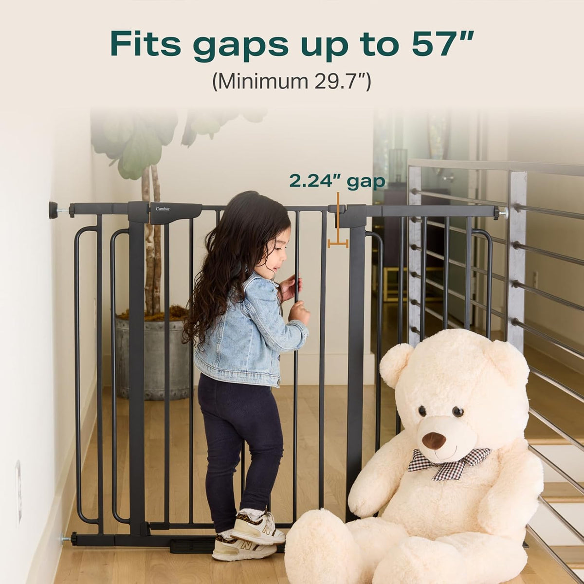 CUMBOR | SAFETY GATE | 29.7-57"W x 36"H | BLACK - aborderproducts