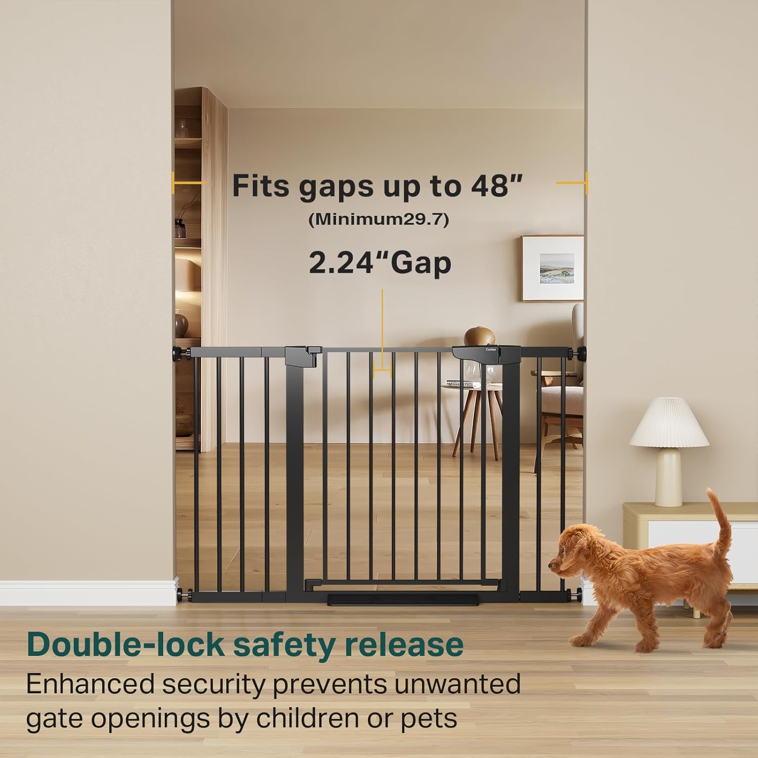 Cumbor | Safety Gate | 29.7-48"W x 30.5"H | Black - aborderproducts
