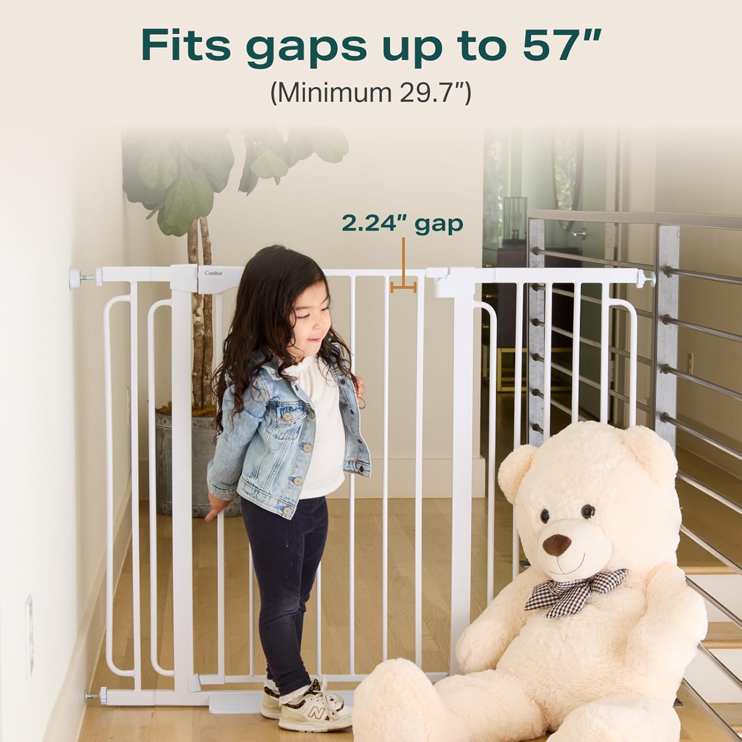 CUMBOR | SAFETY GATE | 29.7-57"W x 36"H | WHITE - aborderproducts