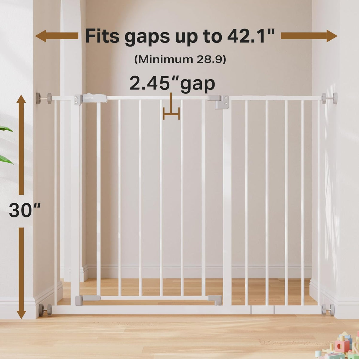 InnoTruth | Baby Gate | 28.9-42.1" | 30" Tall | White - aborderproducts