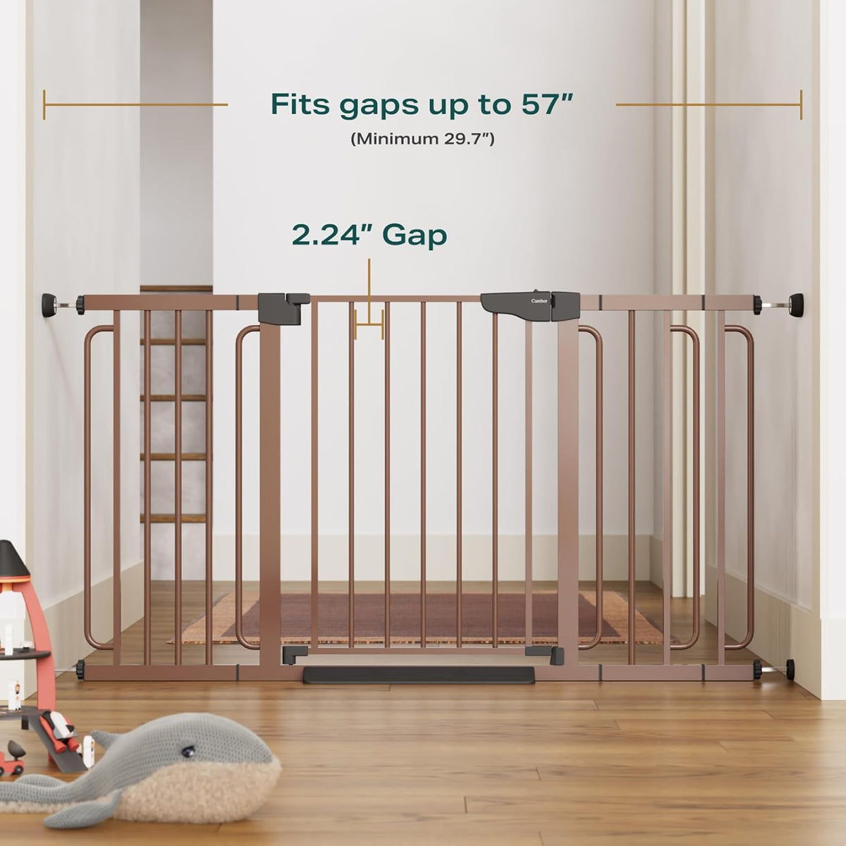 Cumbor | Safety Gate | 57"W x 30.5"H | Brown - aborderproducts
