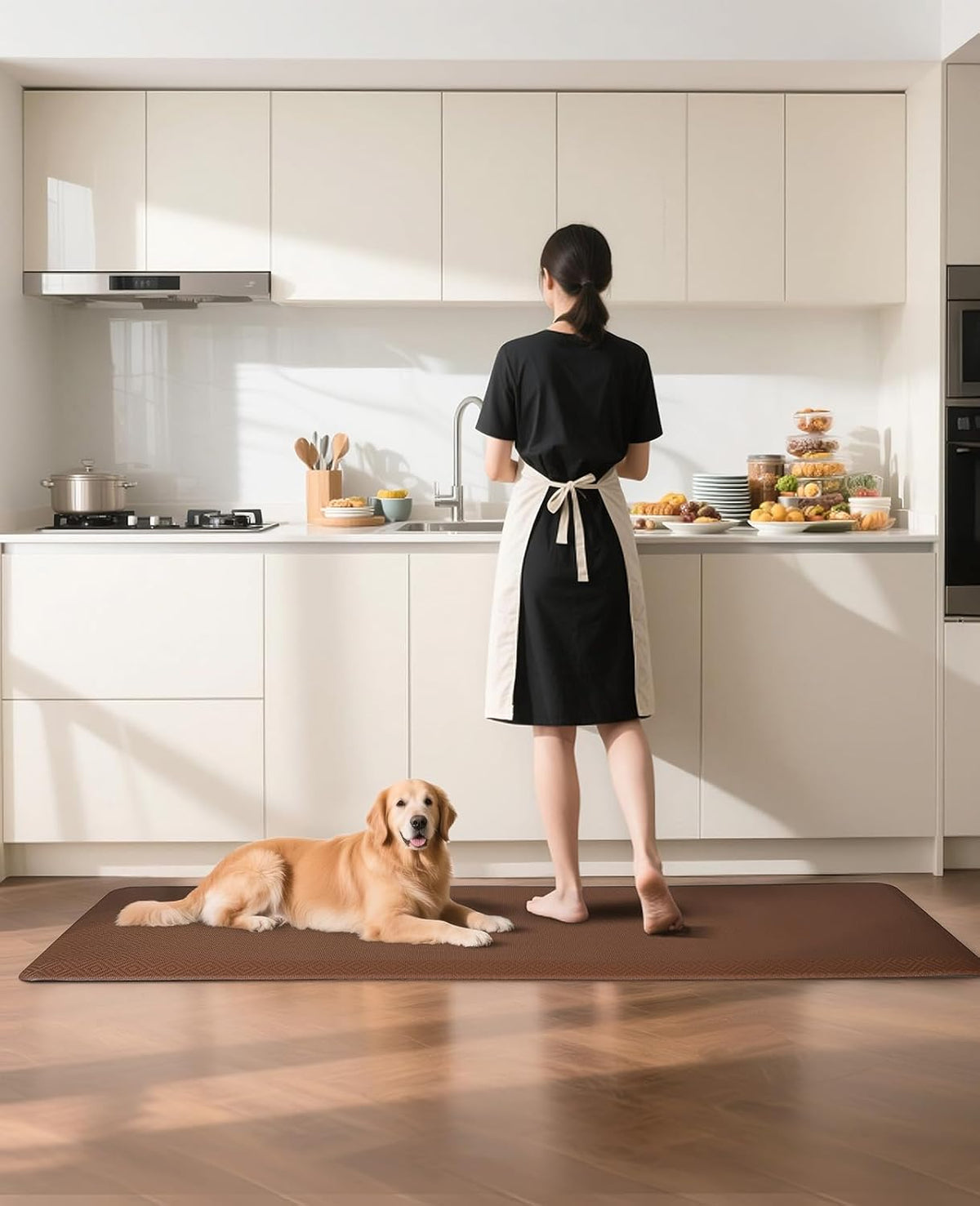 Ophanie | Anti Fatigue Standing Cushioned Mat | 24'' x 70'' | Brown - aborderproducts