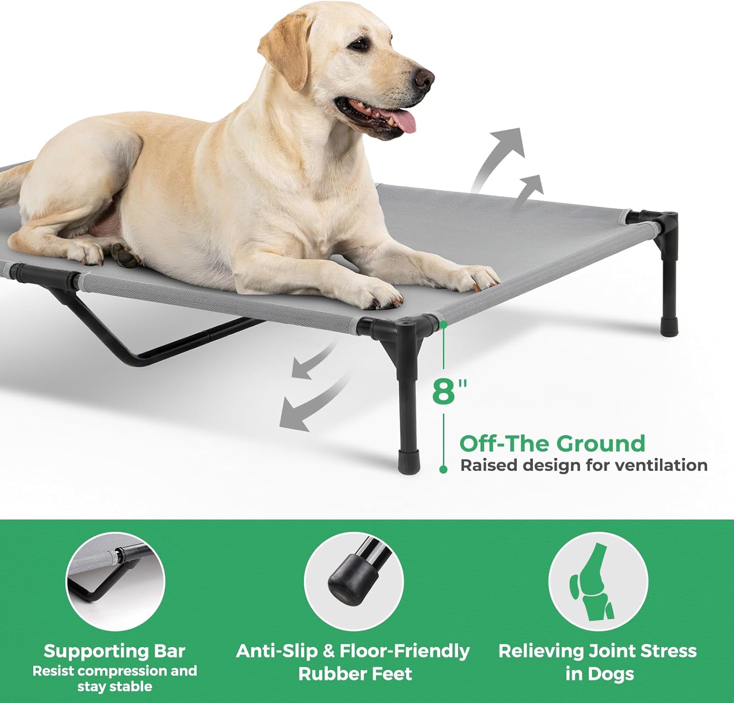 OhGeni | Elevated Dog Bed | 50 inches | Gray - aborderproducts