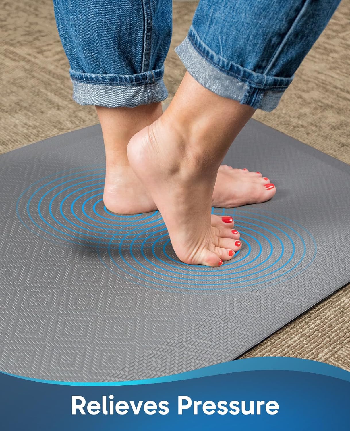 Ophanie | Anti Fatigue Cushioned Mat | 2 Pack | 20"x 32" + 20"x 48"|  Grey - aborderproducts