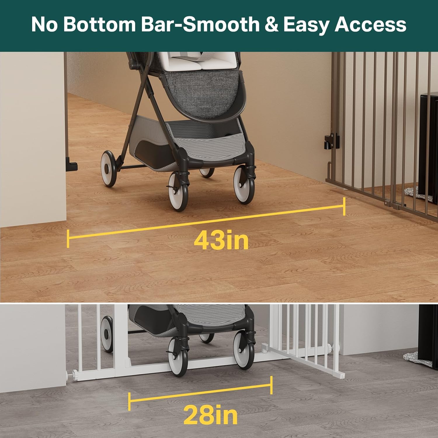 Cumbor | Safety Gate | No Bottom Bar | 29.2-43" | Brown - aborderproducts