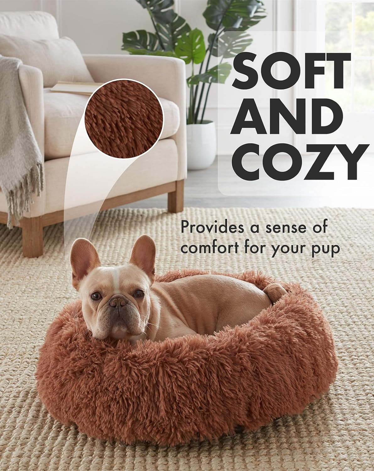 Calming Donut Bed for Dogs and Cats| Medium (23 x 23 x 7 Inch))|Ocher|OhGeni - aborderproducts