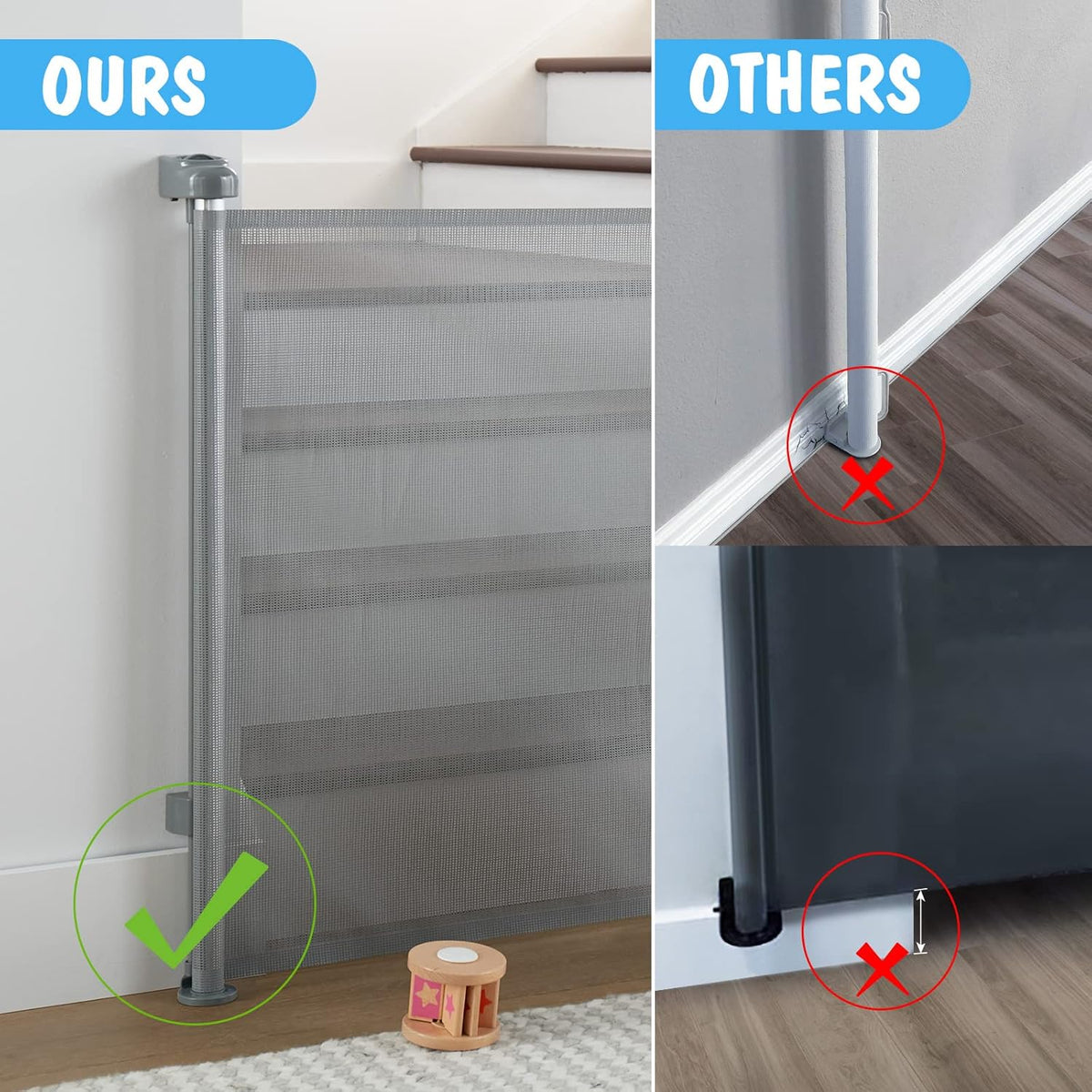 Cumbor Rectractable Mesh Baby Gate | 55"W x 33"H | Gray - aborderproducts