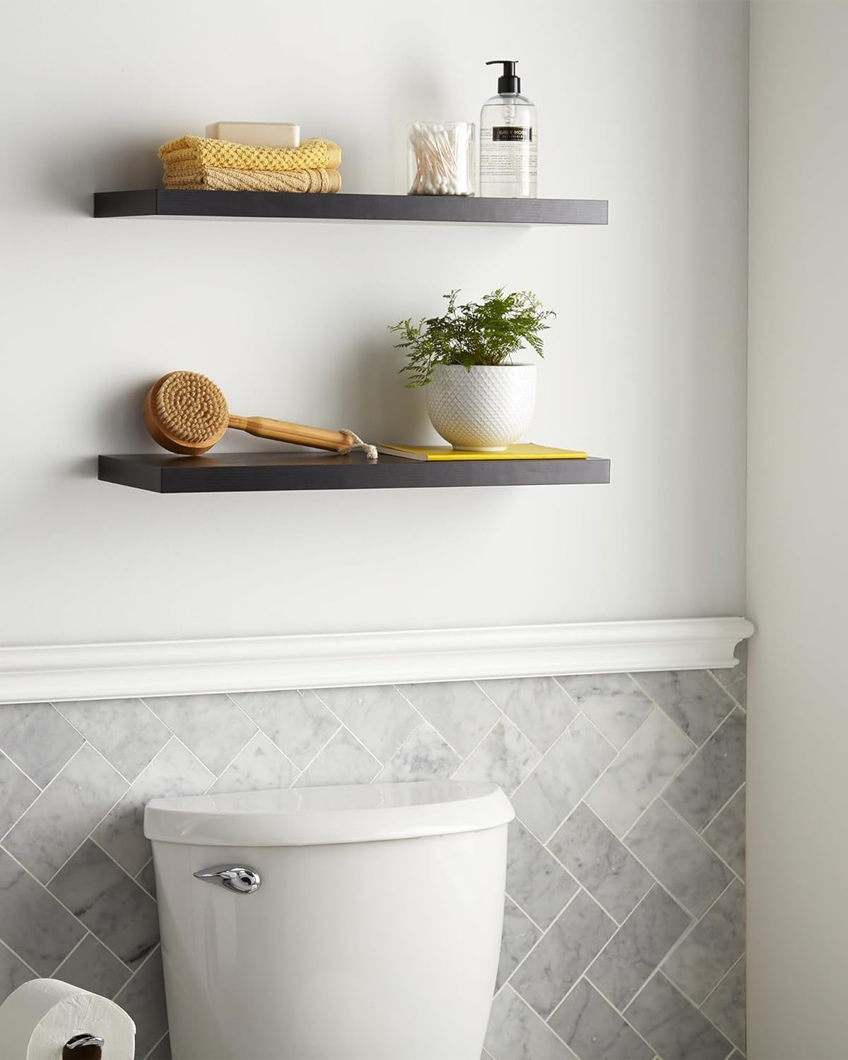 BAYKA Floating Shelves, Wall Mounted Rustic Wood Shelves | 2pcs | 22.5in | Black - aborderproducts