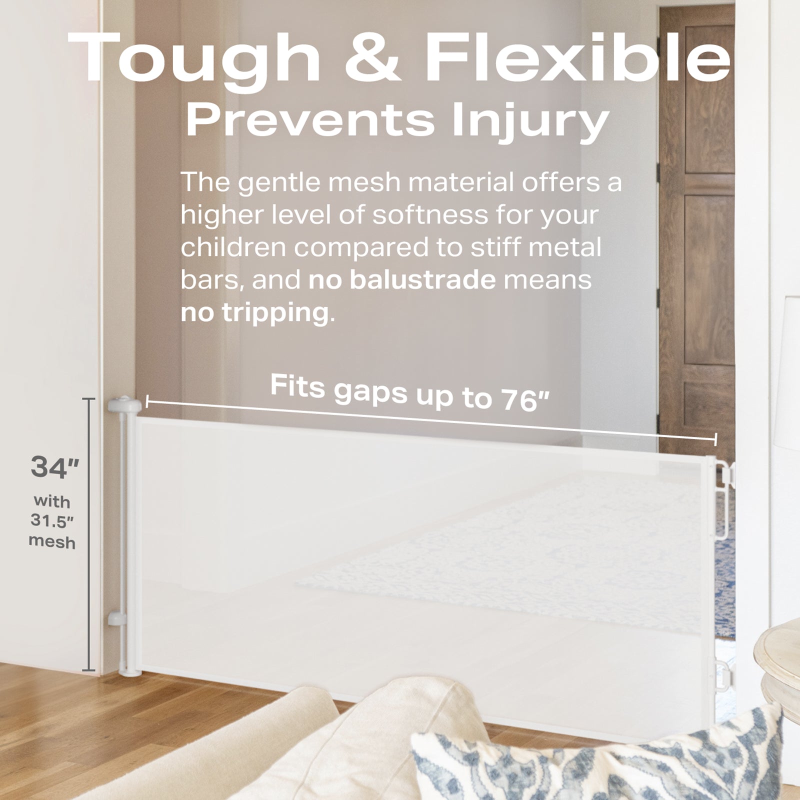 Cumbor | Baby Gates | 55" Wide | White - aborderproducts