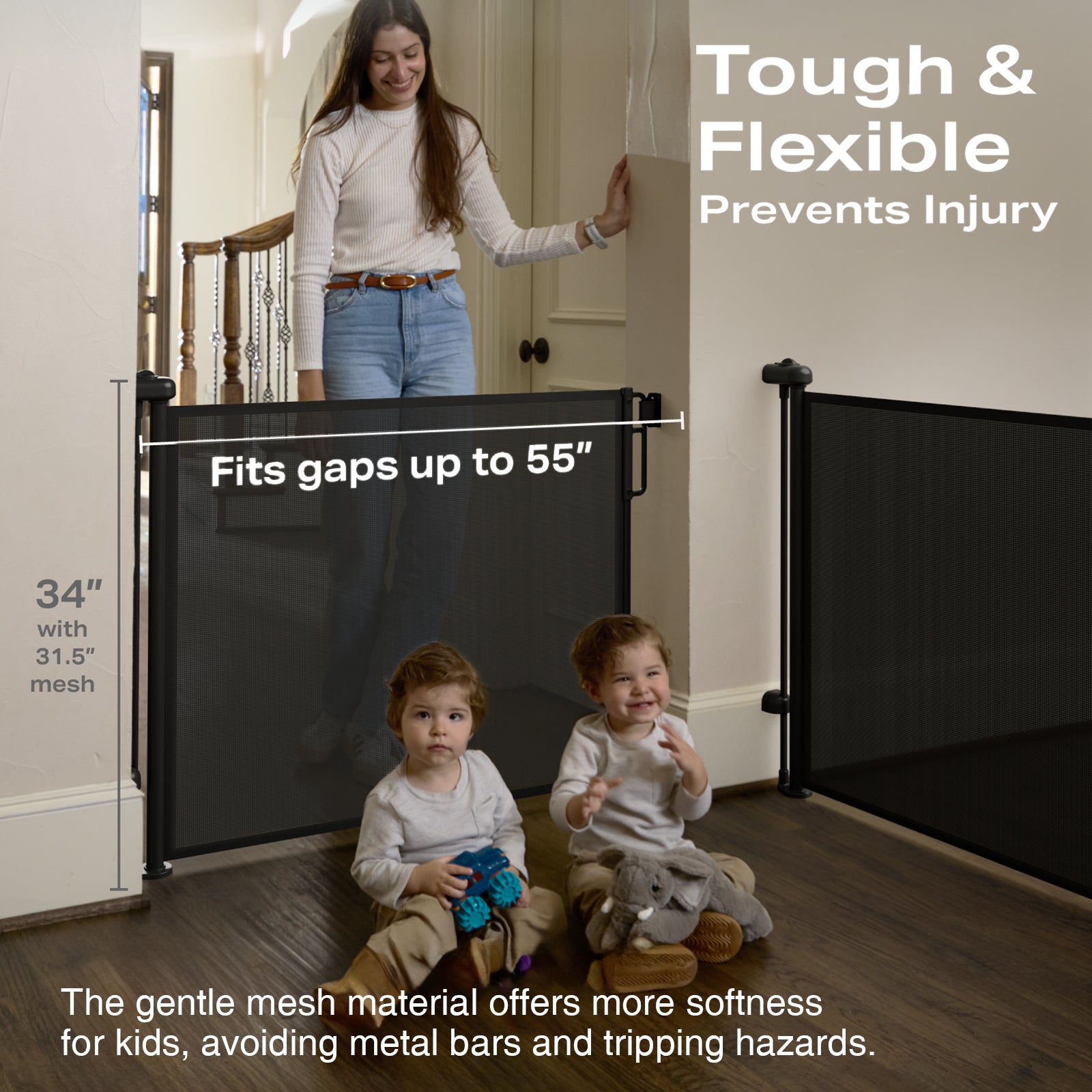 Cumbor | Baby Gates | 55" Wide | Black - aborderproducts