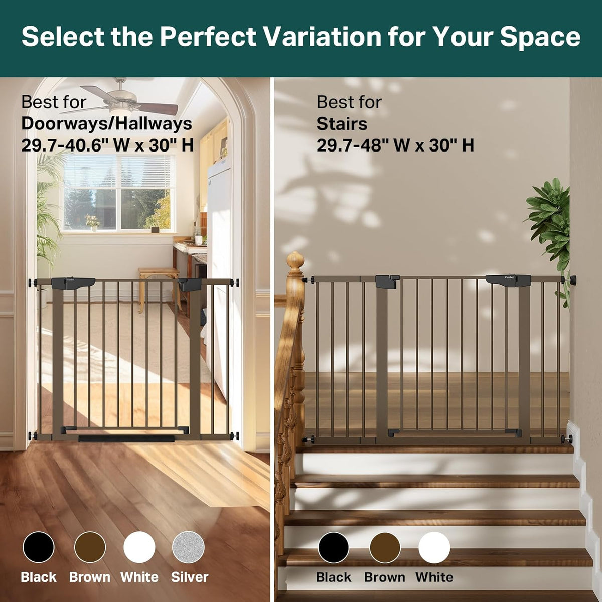 Cumbor | Safety Gate |  29.7-40.6"W x 30.5"H | Brown - aborderproducts