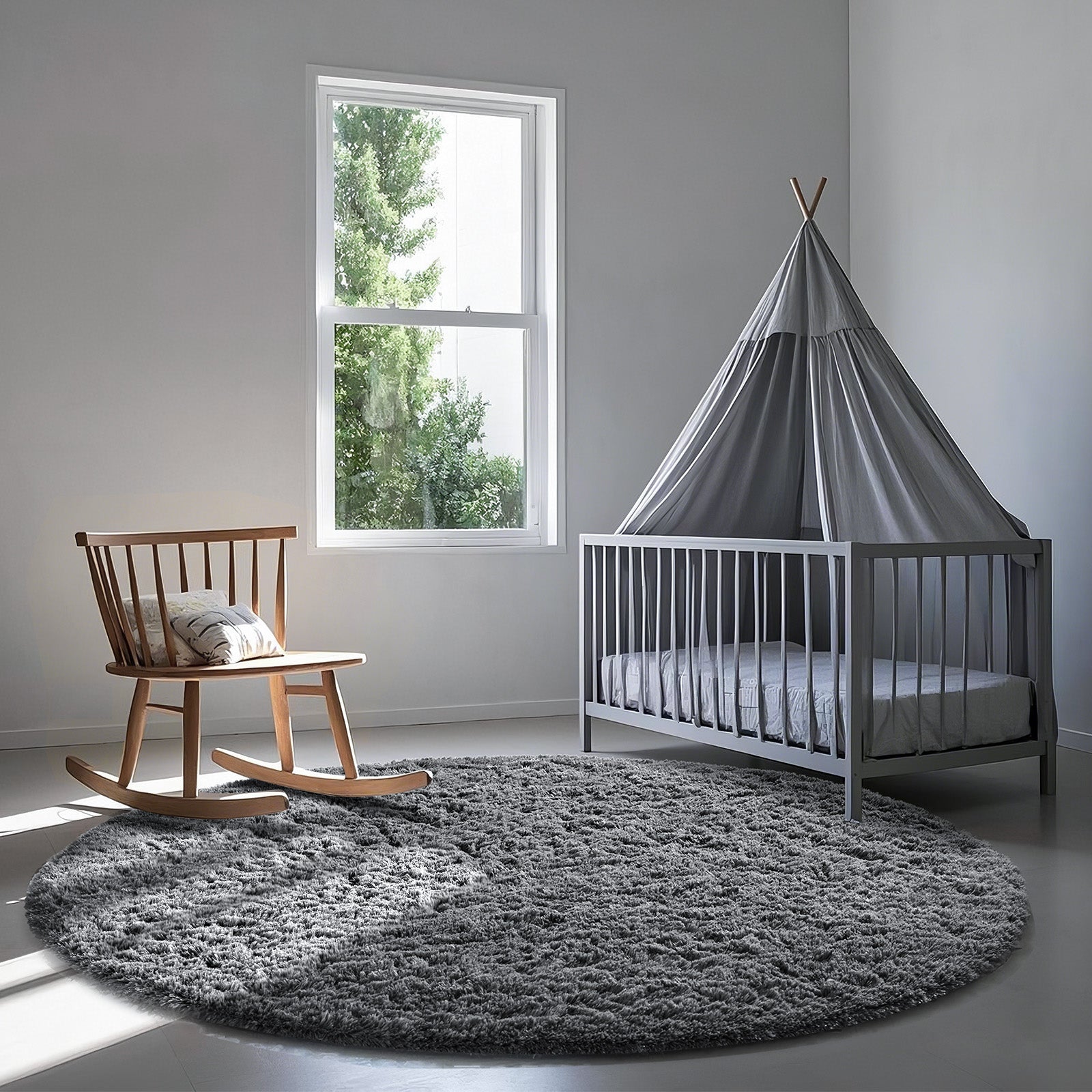 Ophanie | Round Rug | 6 Ft | Grey - aborderproducts