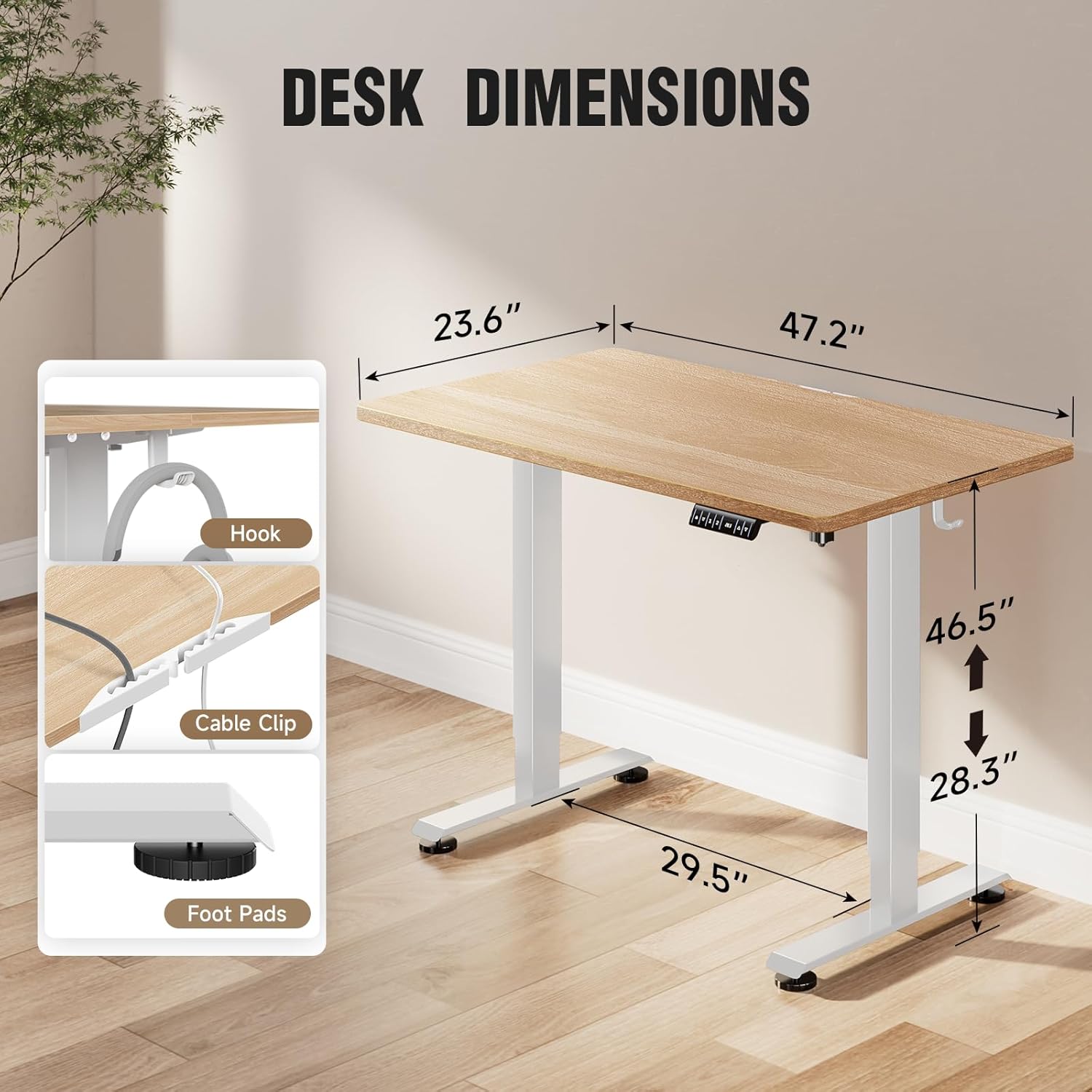 Veken | Electric Standing Desk | 47.2 Inch | Nature - aborderproducts