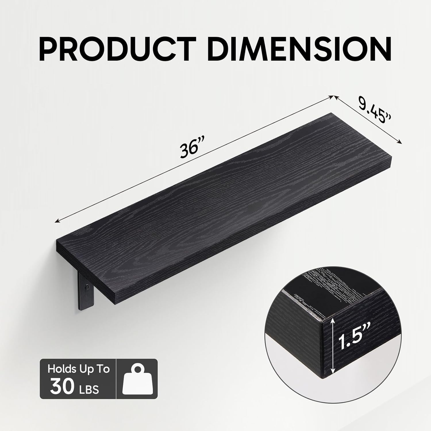 BAYKA | Floating Shelves | 36 inches | 3-Pack | Black - aborderproducts