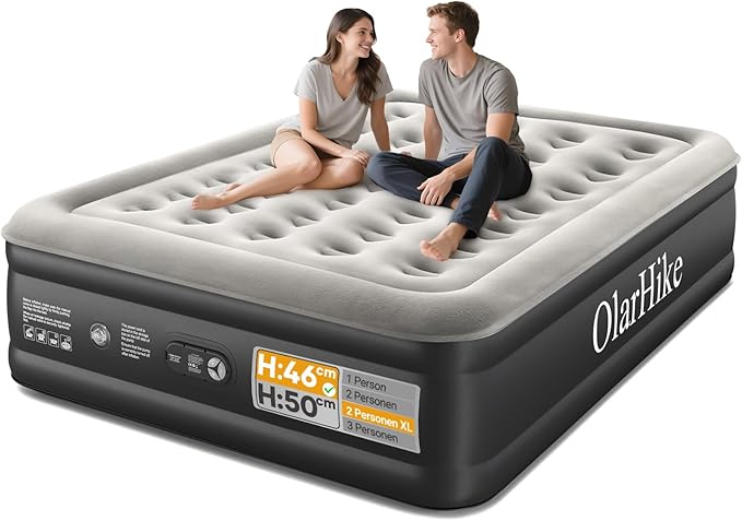OlarHike Luftmatratze Selbstaufblasend, Luftbett Gästebett, Aufblasbares Matratze Zelt Sofa, Luftbett 2 Personen, Selbstaufblasbare Luftmatratze für Camping oder Heimgebrauch - 203 x 152 x 46 cm