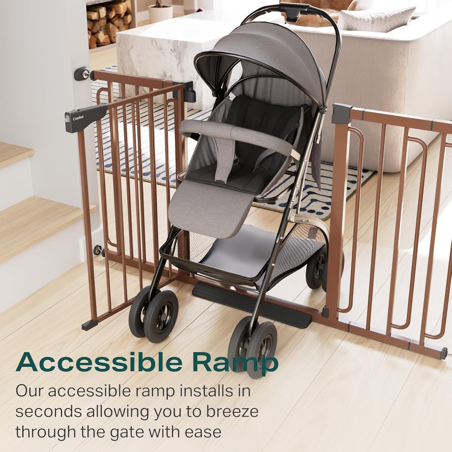 Cumbor | Safety Gate | 57"W x 30.5"H | Brown - aborderproducts