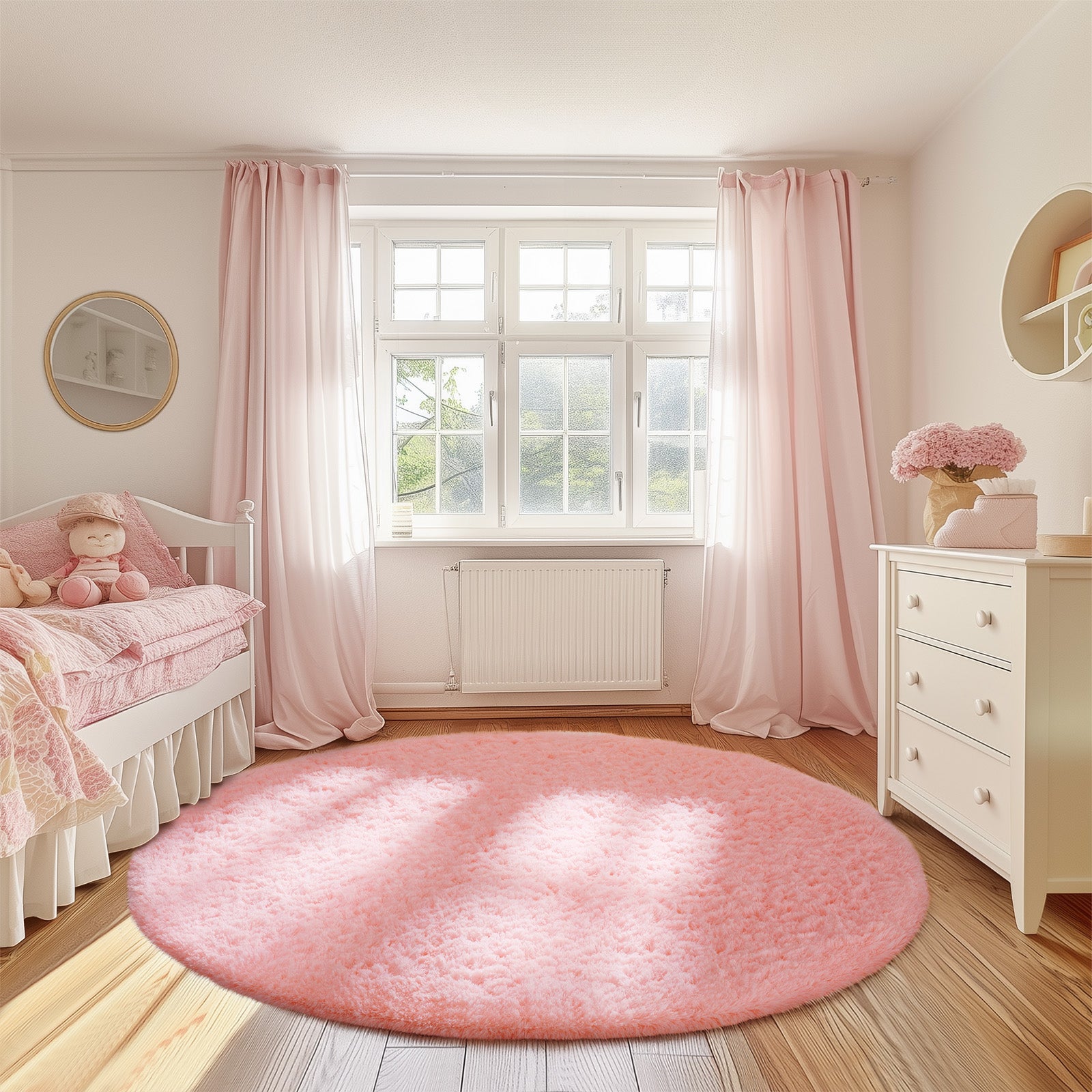 Ophanie | Round Rug | 7 Ft | Pink - aborderproducts