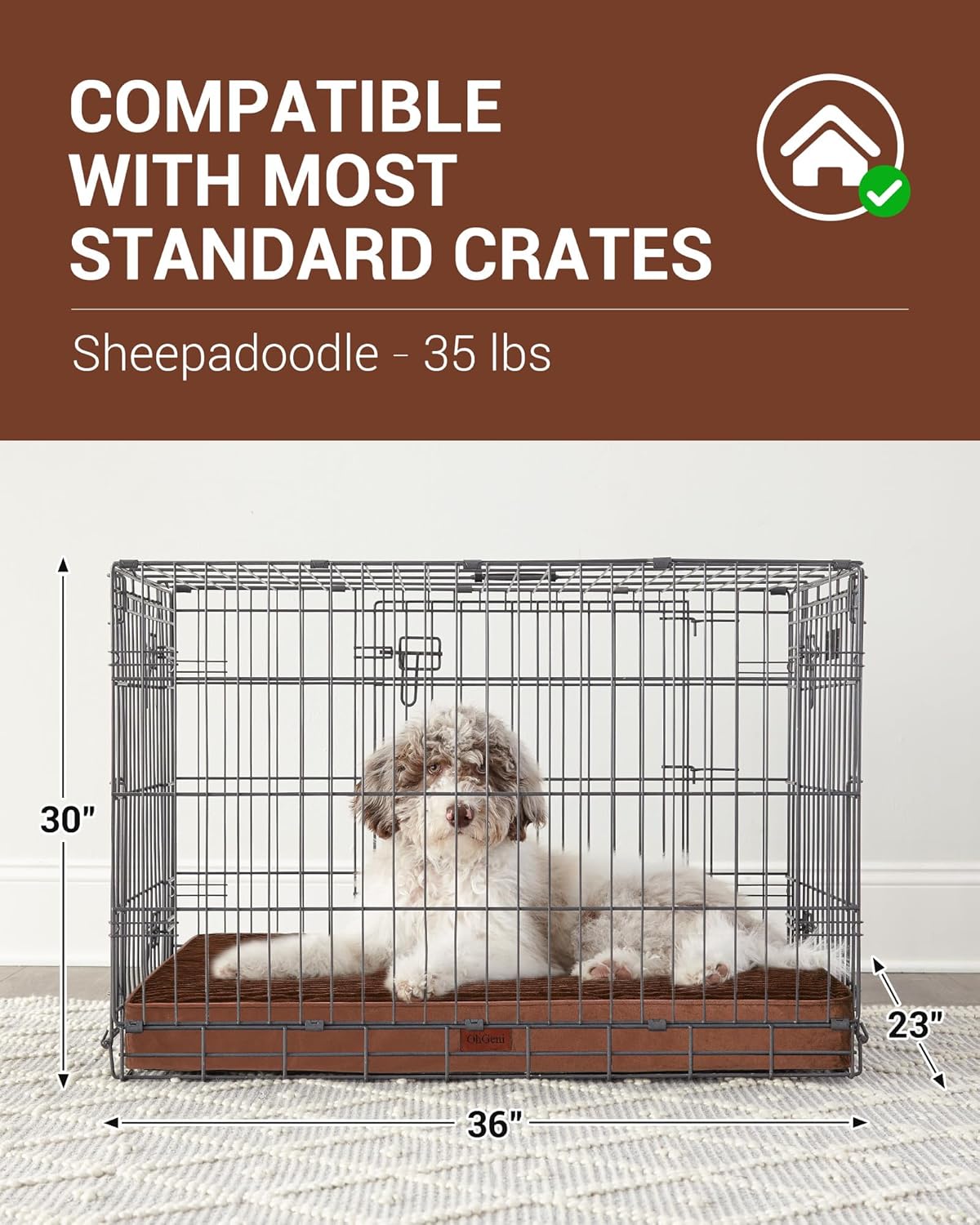 OhGeni | Dog Bed | 35 Inch | Brown - aborderproducts