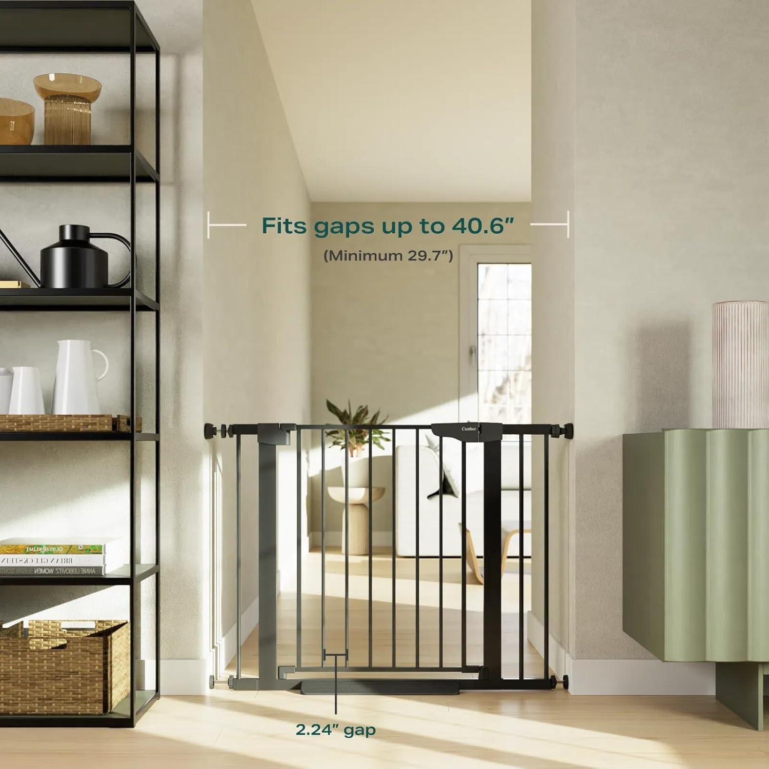 Cumbor Baby Gate | Dog Gate | 29.7-40.6"W x 30.5"H | Black - aborderproducts