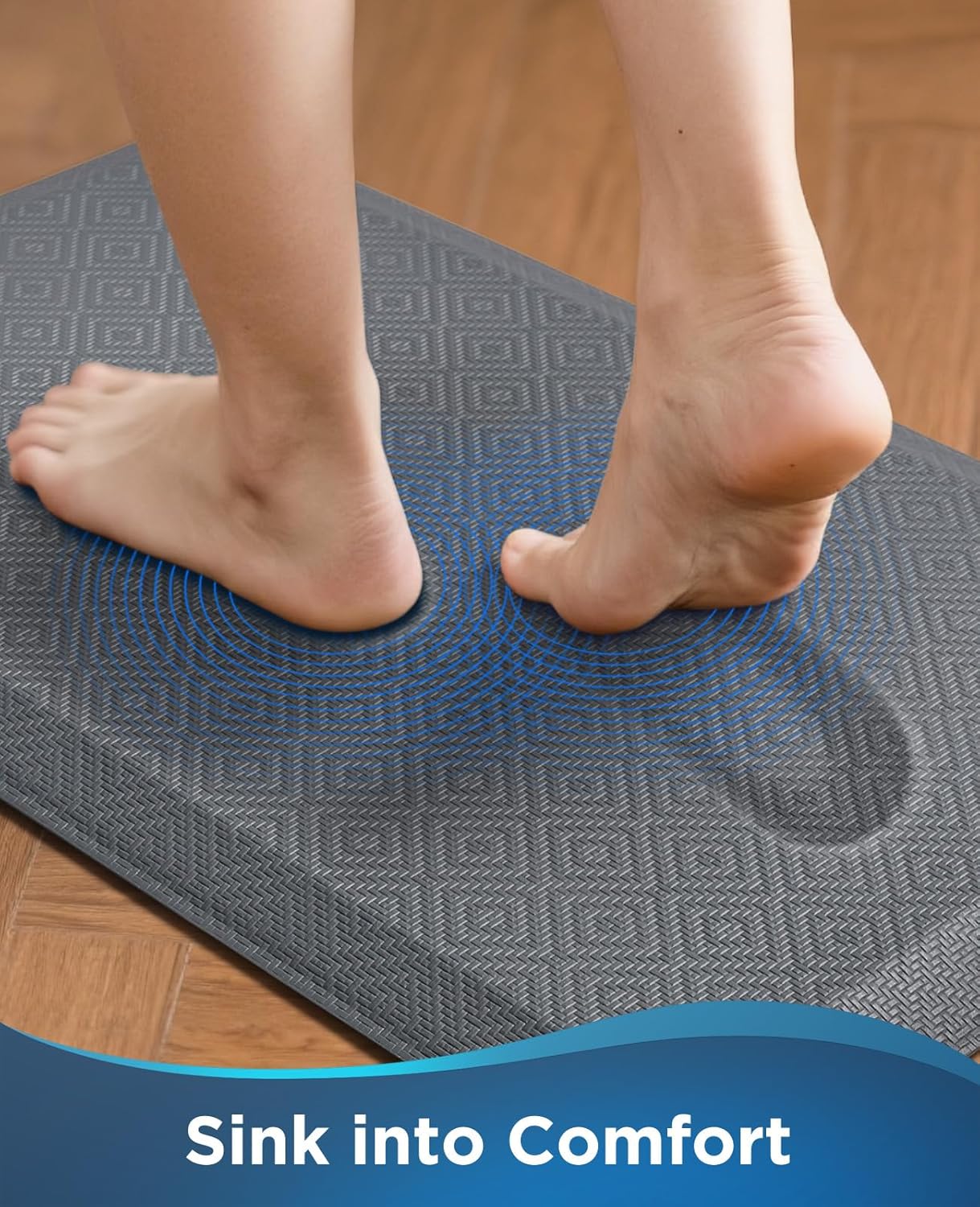 Ophanie | Anti Fatigue Standing Cushioned Mat | 24'' x 70'' | Grey