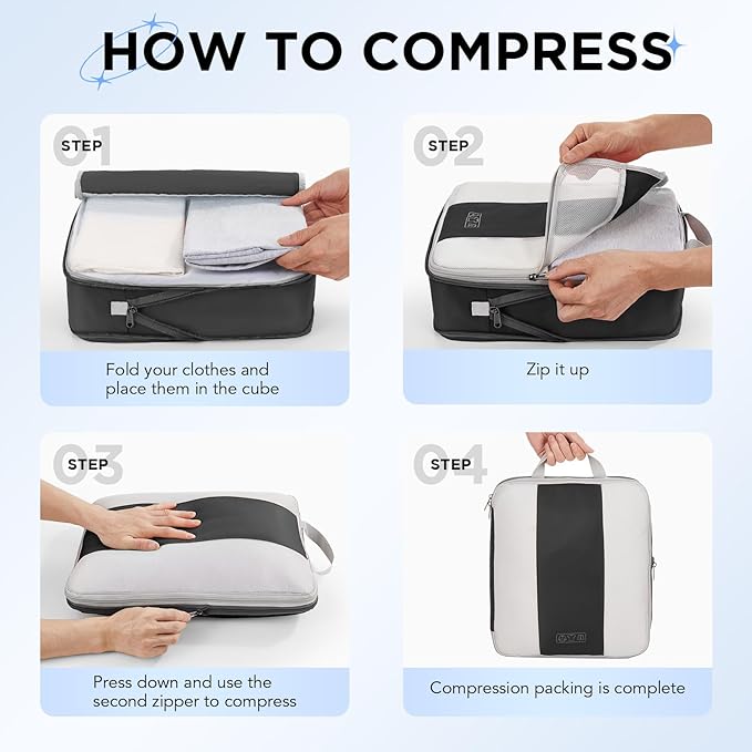 OlarHike |  Compression Packing Cubes | 10 Sets | Black - aborderproducts