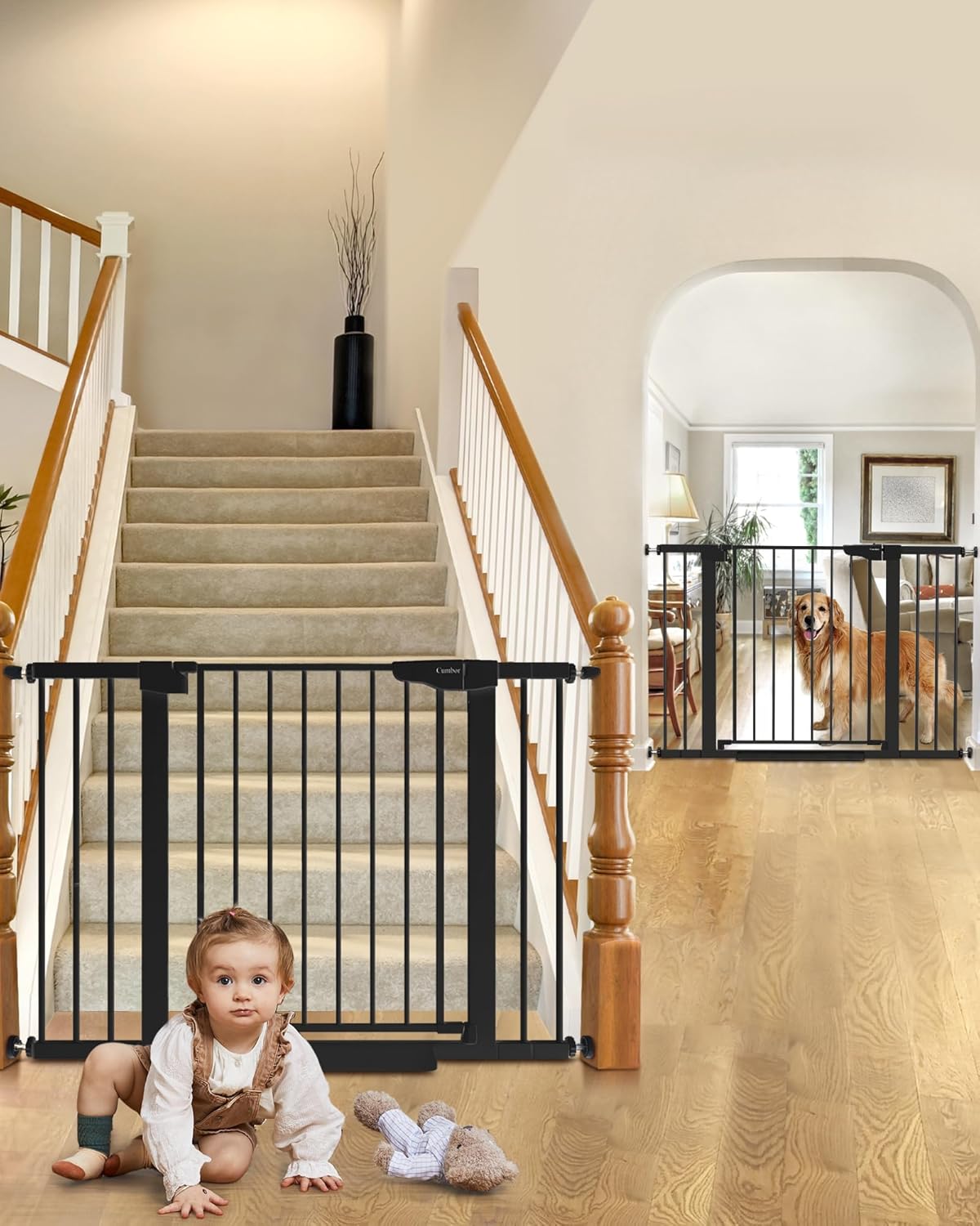 CUMBOR | SAFETY GATE | 29.7''-46'' | 2 PACKS | BLACK - aborderproducts