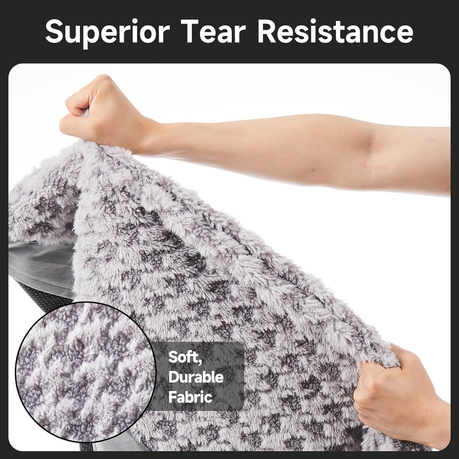 OhGeni | Dog Bed | Houndstooth Fabric | 41 Inches | Gray - aborderproducts