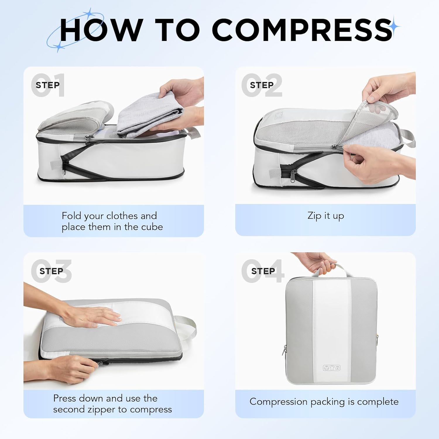 OlarHike | Compression Packing Cubes | 10 Sets | White - aborderproducts
