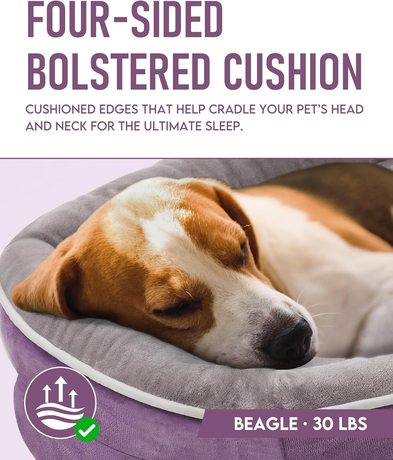 OhGeni | Orthopedic Dog Bed | Large (35 x 28 x 6 Inch) | Purple - aborderproducts