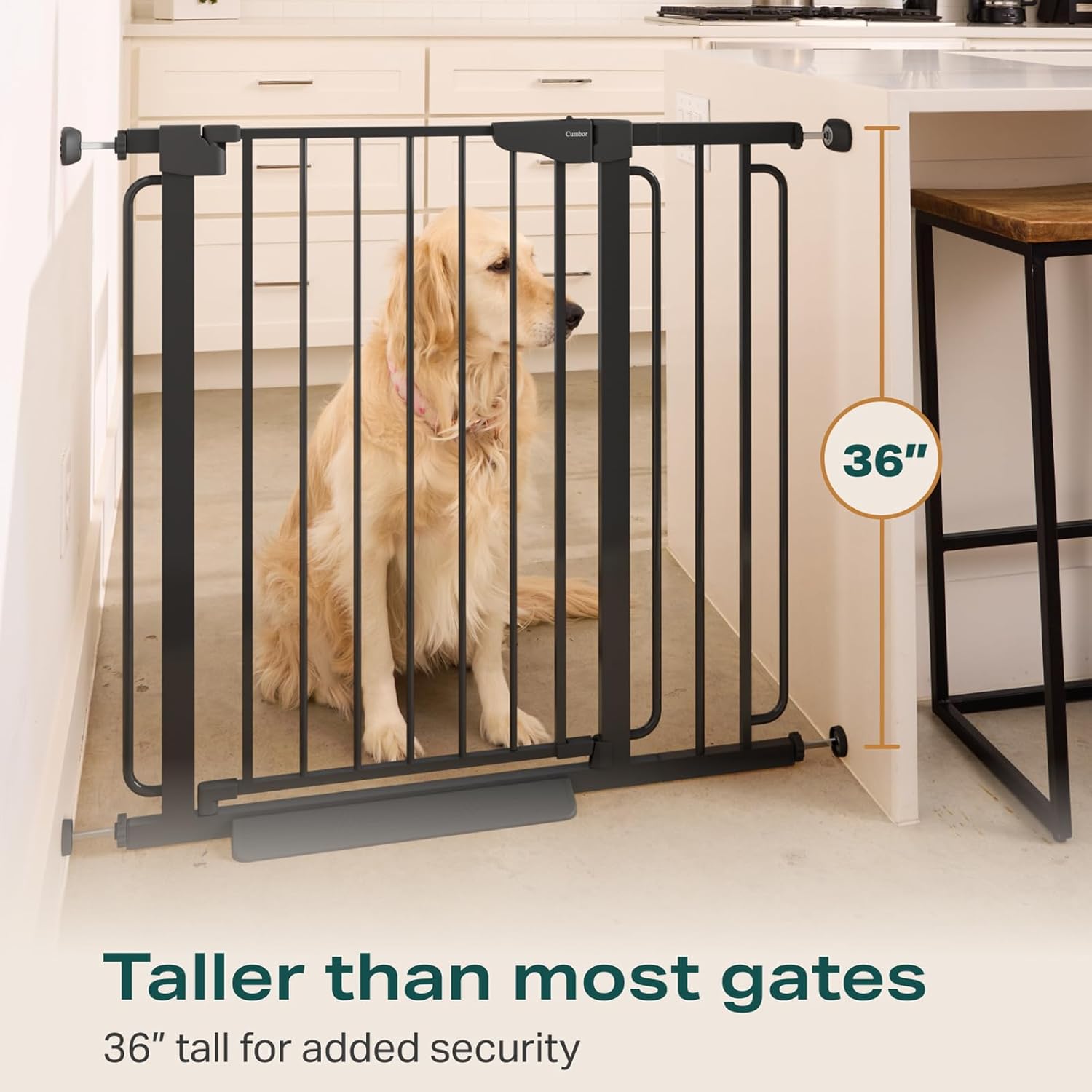 CUMBOR | SAFETY GATE | 29.7-57"W x 36"H | BLACK - aborderproducts
