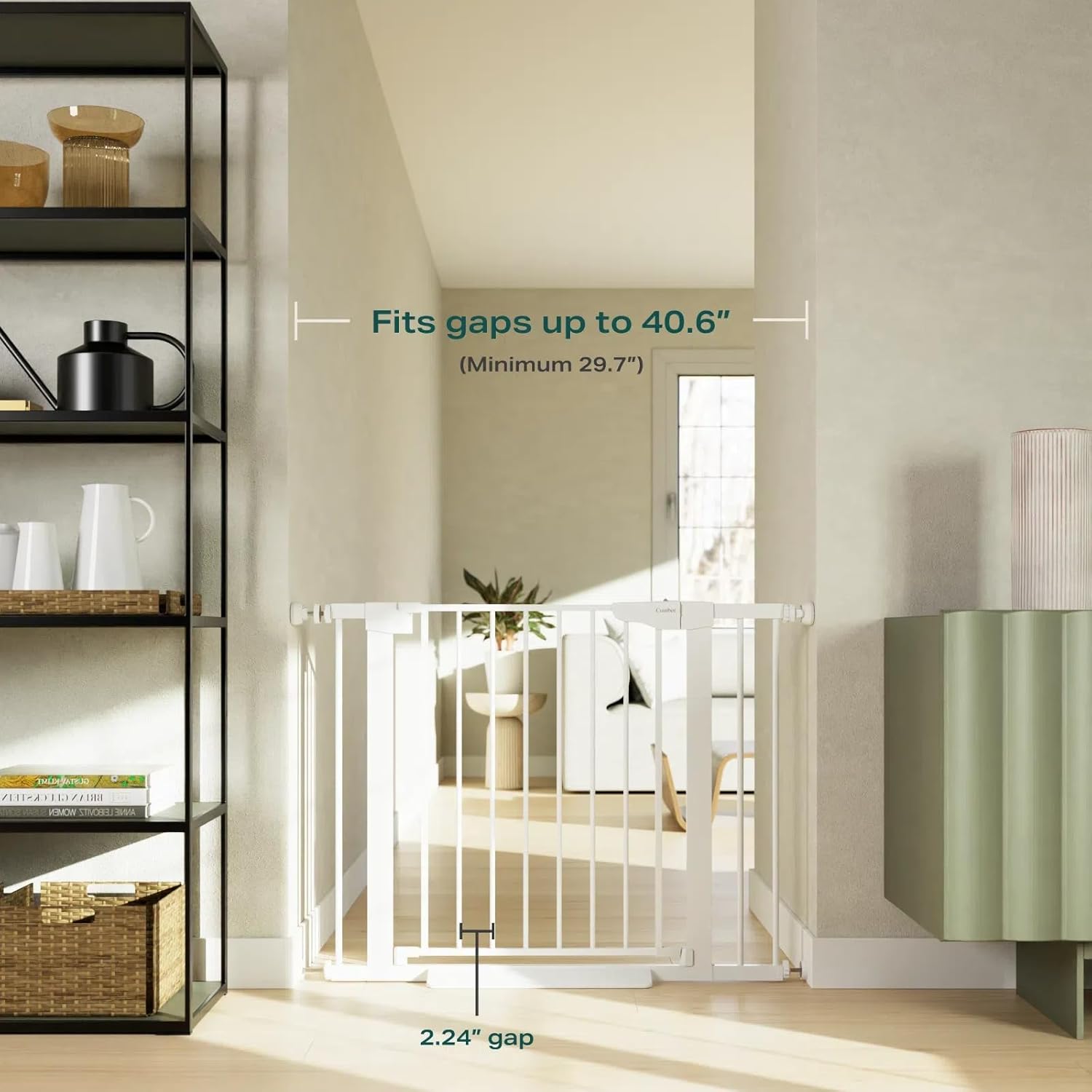 Cumbor Baby Gate | Dog Gate | 29.7-40.6" x 30.5"H | White - aborderproducts
