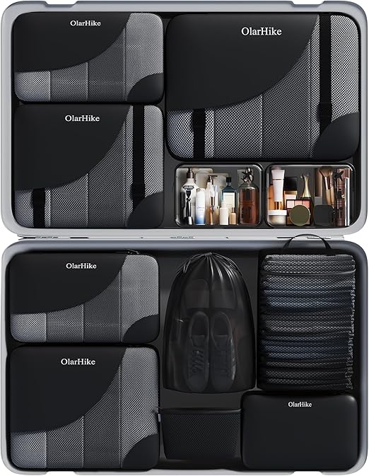 OlarHike Travel Makeup Organizer M3V1 (6+5) 11-Piece Set Black - aborderproducts