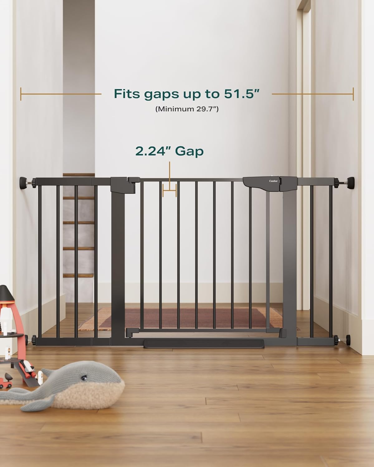 Cumbor | 2 Pack | 29.7"-51.5 x 30.5"" | Baby Gate Extra Wide| Black - aborderproducts
