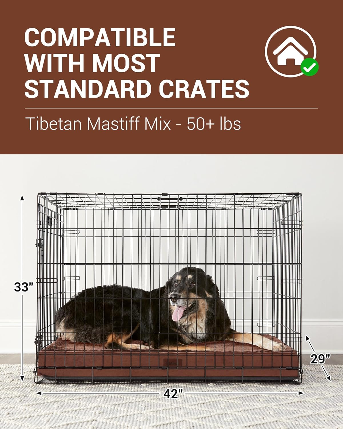 OhGeni | Dog Bed | 41 Inch | Brown - aborderproducts