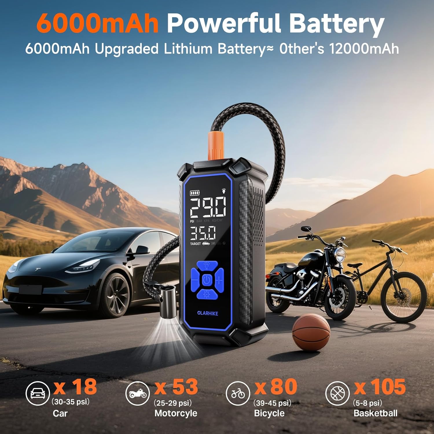 OlarHike | Tire Inflator | 6000mAh| Blue - aborderproducts