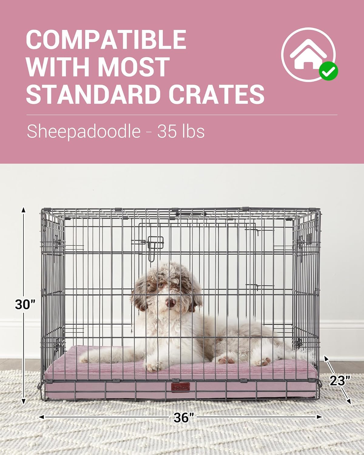 OhGeni | Dog Bed | 35 Inch | Pink - aborderproducts