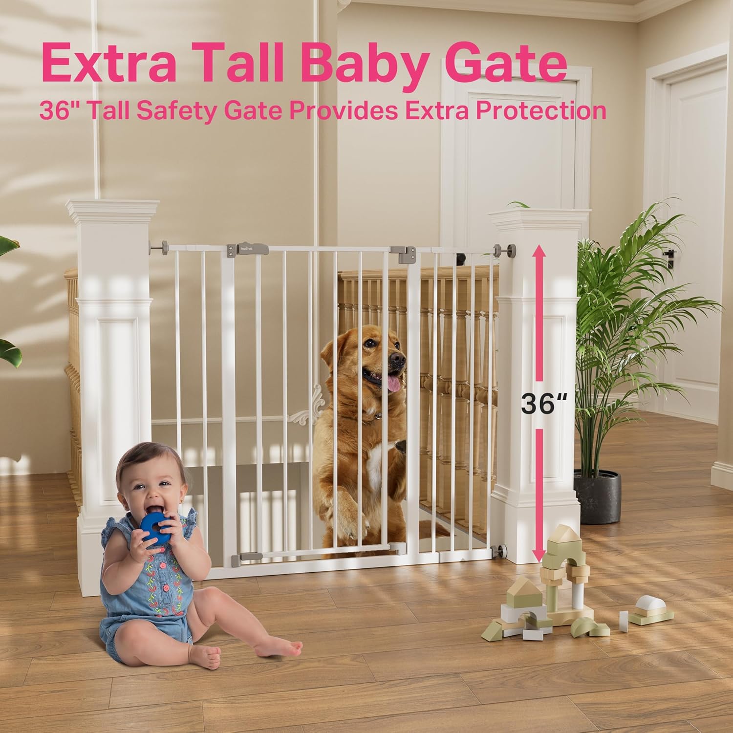 InnoTruth | Baby Gate | 28.9-42.1" W x 36" H | White