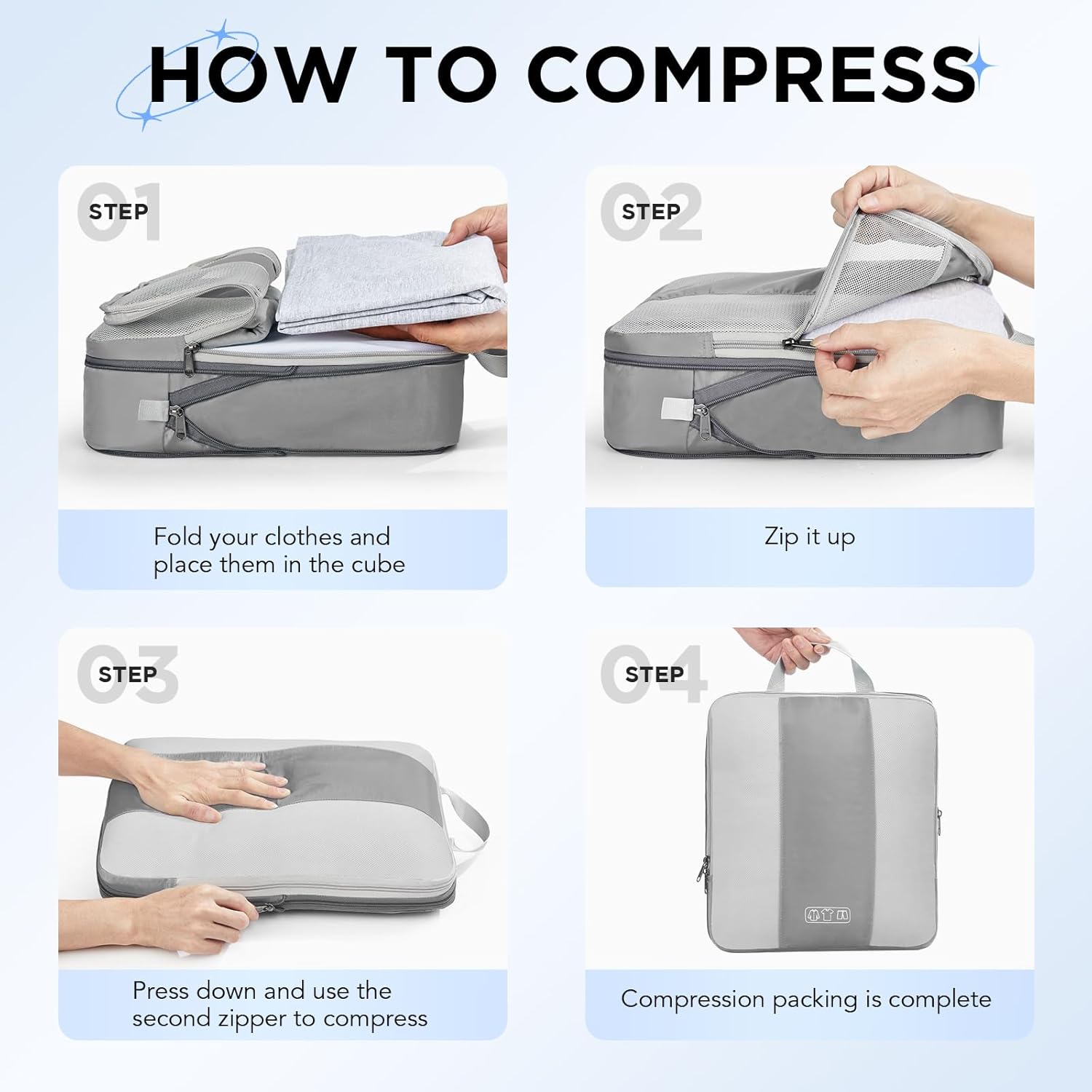 OlarHike | Compression Packing Cubes | 10 Sets | Grey