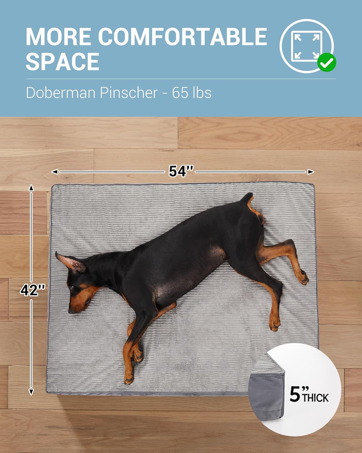 OhGeni | Dog Bed | 54 Inch | Gray - aborderproducts