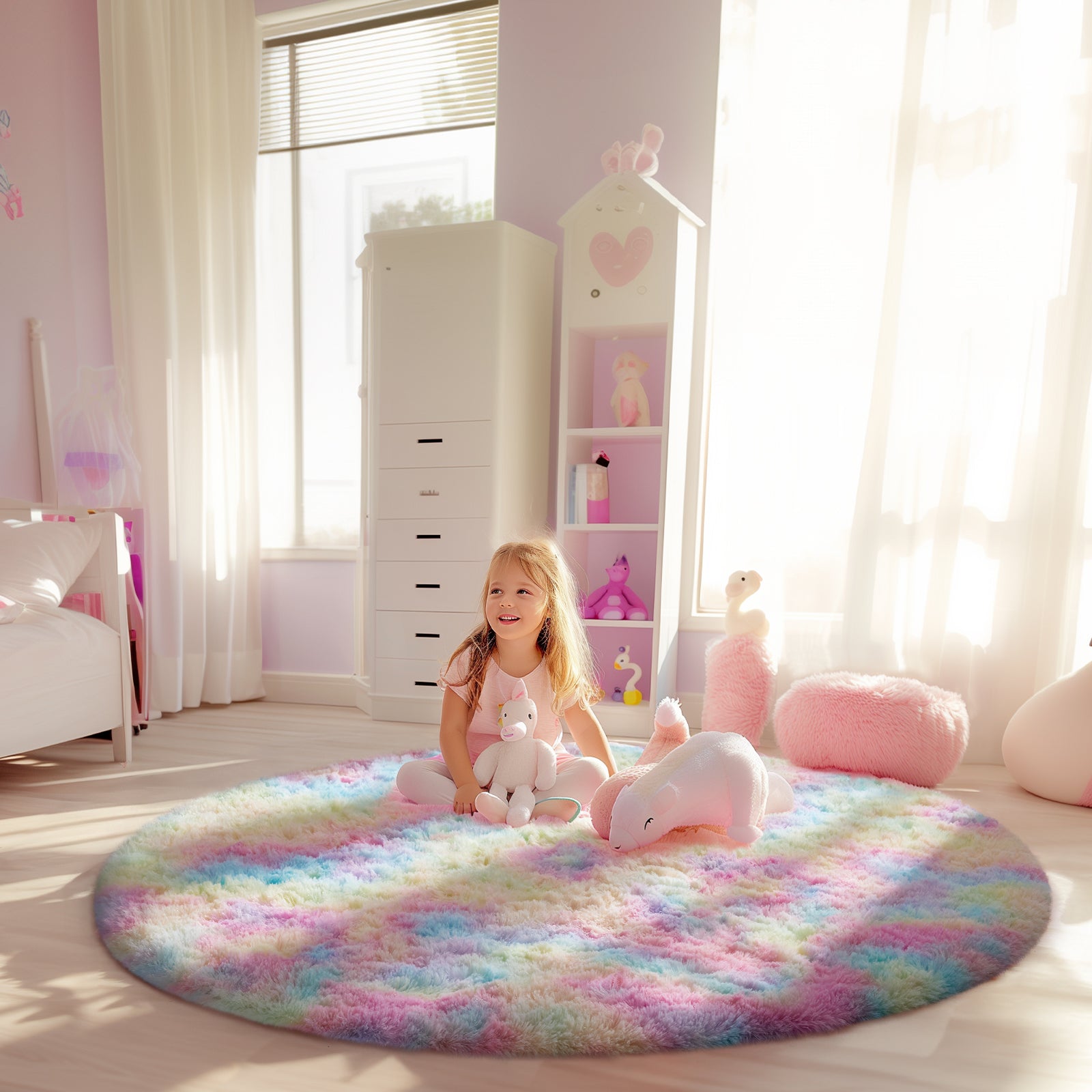 Ophanie | Round Rug | 5 Ft  | Rainbow - aborderproducts